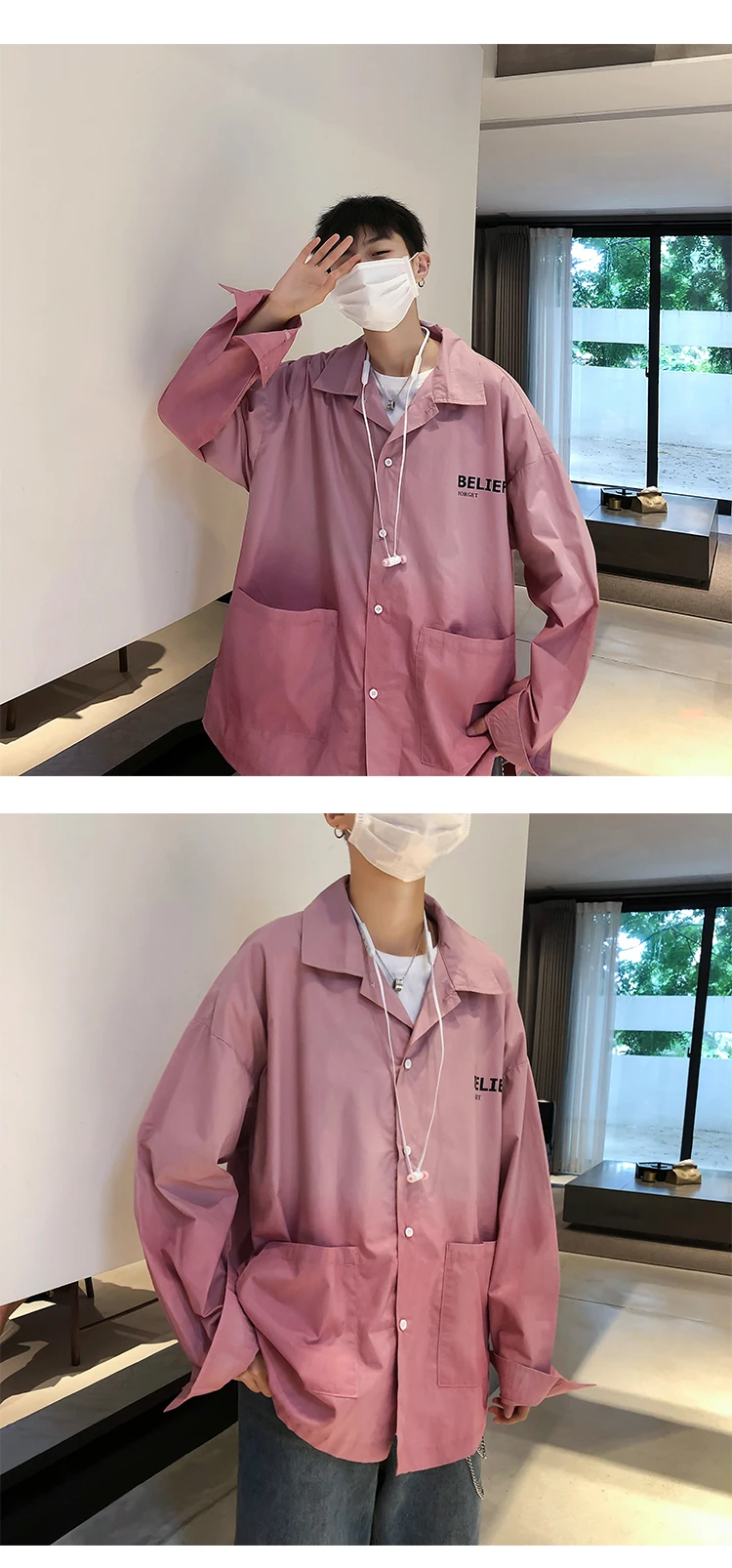 Privathinker Мужская летняя градиентная рубашка с длинными рукавами Мужская Дизайнерская Молодежная рубашка мужская уличная цветная одежда осенние Топы