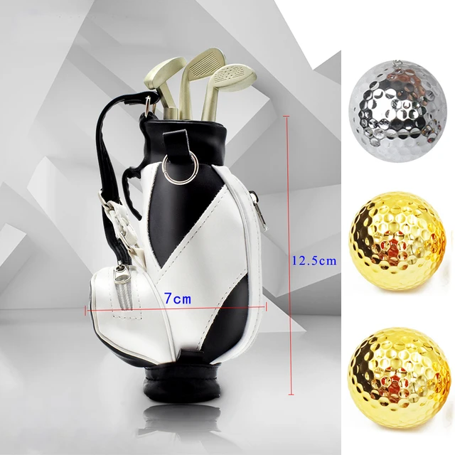 Mini Golf Pens Holder with 3 Color Pens for Desktop Decoration Bag Golf Gift for Golfer Coworker Fanatic Fans Father 's Day Golf Set