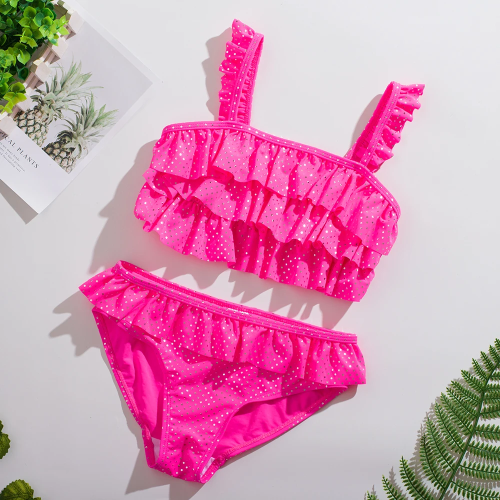 Girls Swimwear Swimming-Suit Two-Pieces Beachwear-St223 Kids Ruffle New for 5--16y