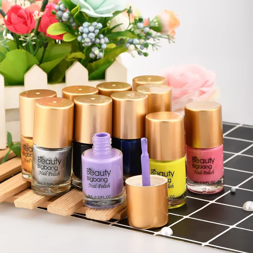 BeautyBigBang 9 мл штамповка лаки для ногтей печать лак для пластина для стемпинга для нейл-арта коричневый черный Цветной Гель-лак для ногтей