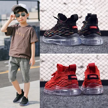 

Fashion elasticity breathable children sports shoes casual handsome personality light and comfortable breathable running shoes