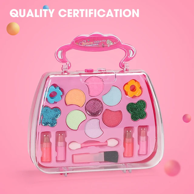 Girls Fashion Make Up Toy Set Kit Beauty Safe Non-toxic Eye Shadow Nail Polish Toys Handbag For Dressing Cosmetic Girls Gifts 3