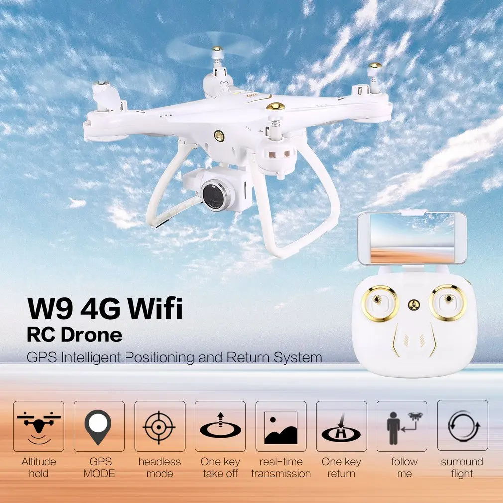 Attop W9 4G/5G Wifi gps 720 P/1080 P FPV камера передача в реальном времени Радиоуправляемый Дрон Квадрокоптер с безголовым режимом удержания высоты Дрон