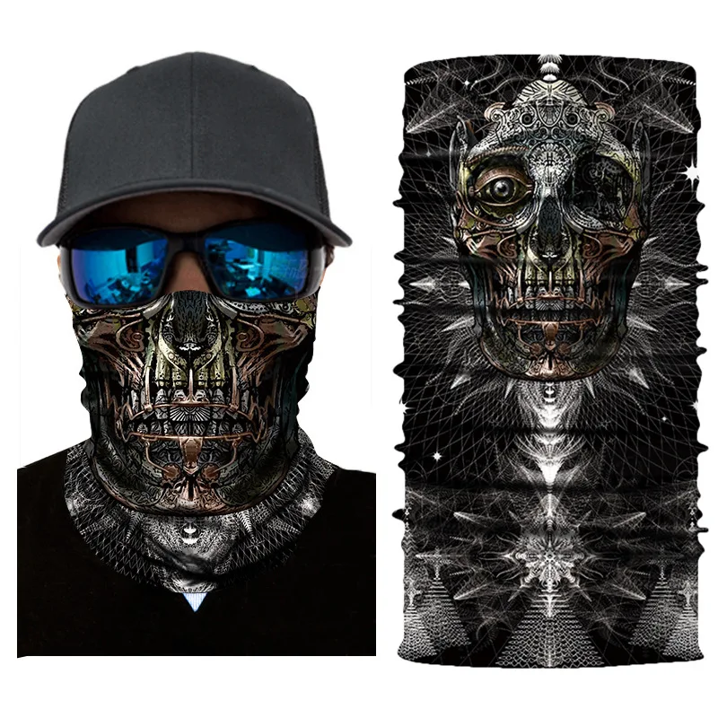 Women  and men 3D fantasy color skull abstract art multi-functional magic headband  neck gaiter scarf mens head wrap bandana