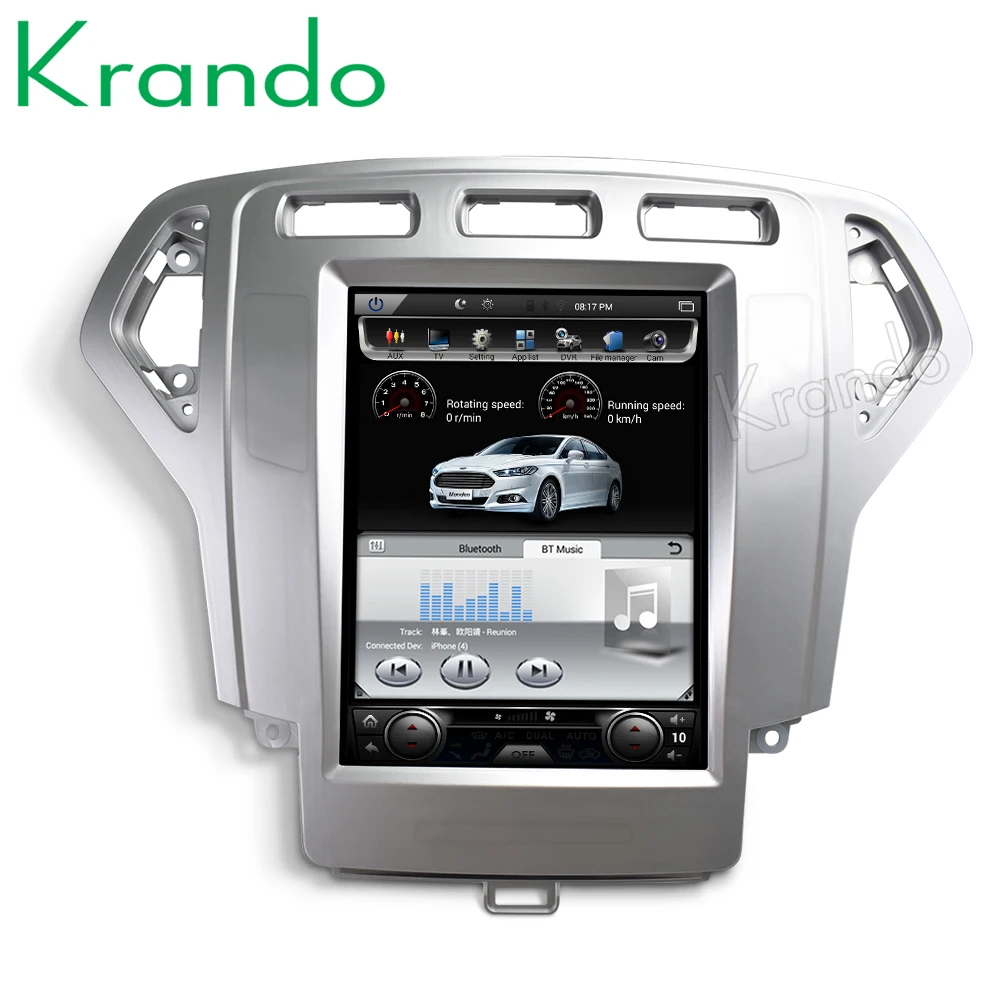 Krando Android 8,1 10," Tesla вертикальный экран автомобиля радио gps навигационная система для ford mondeo 2007-2012 мультимедийная система wifi