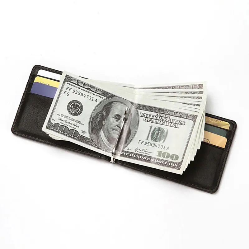 RFID Men's Leather Slim Bifold Money Clip Wallet Front Pocket Credit Card Holder leather bifold wallet