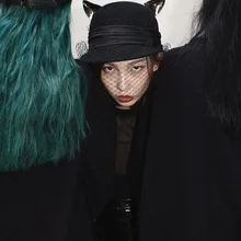 01909-xintao-ear шерстяной зимний теплый Дьявол Рог кружева леди шляпа козырек женщин досуг шляпа для конной езды