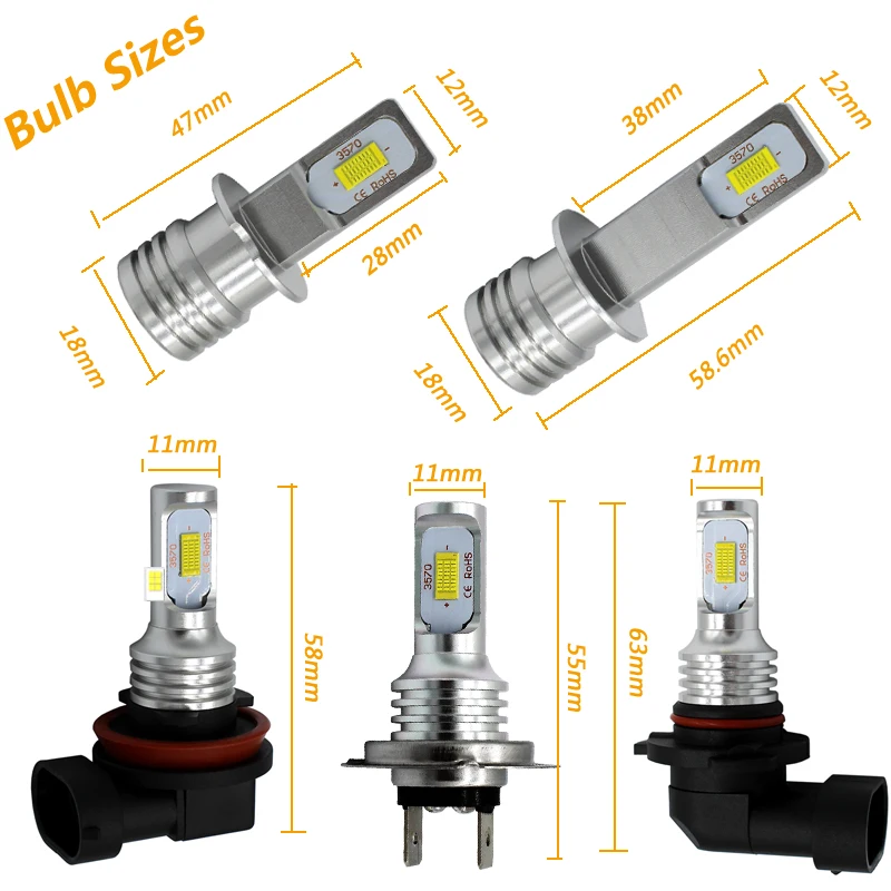2x H7 светодиодный Противотуманные фары Дневные Фары Светильник лампы 1600LM 6000K белый 3000 К золотой желтый H1 H3 H8 H9 H11 9006 HB4 светодиодный авто лампы дальнего света лампы 12 В/24 в пост