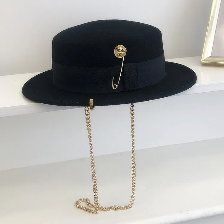 fedoras com corrente feminino inverno quente chapéus