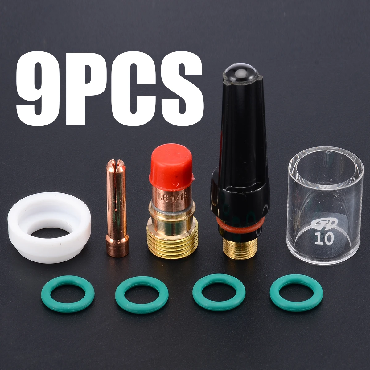 10pcs 1.6mm Welding Torch Gas Lens Glass Cup Kit For Tig WP-17/18/26 1/16'' Welder Accessories