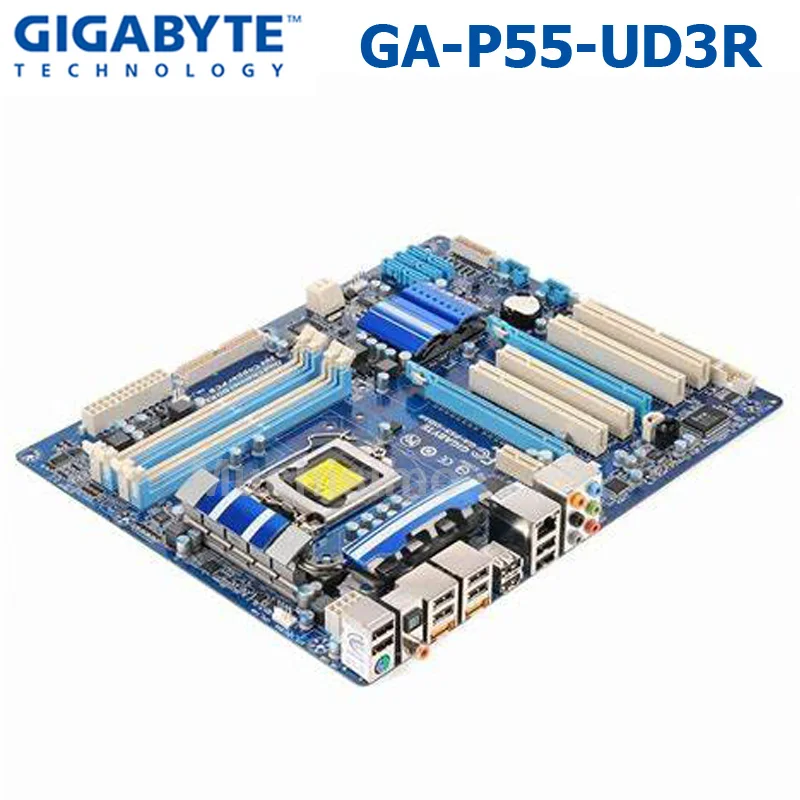 Для Gigabyte GA-P55-UD3R оригинальная б/у рабочего стола материнской платы P55-UD3R P55 LGA 1156 i5 i7 DDR3 16G SATA2 блок питания ATX GA-P55-UD3R