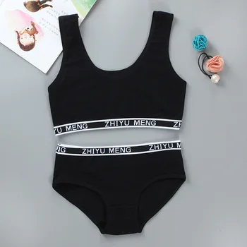 

Bra Set for Student Puberty Vest Brassiere Bras and Solid Color for Girls 2020 Solid Color Children 8-14 Years Hipster 1 Set