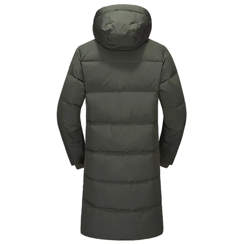 Aismz Brand Men's long down jacket hooded white duck down jacket men windbreaker Winter jacket men snow overcoat long coat male