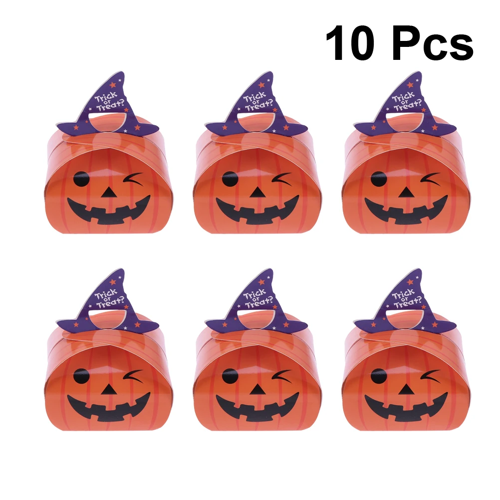 

10pcs Portable Halloween Candy Box Biscuit Boxes Pumpkin Pattern Paper Candy Container DIY Gift Box Sweet Case Party Supplies