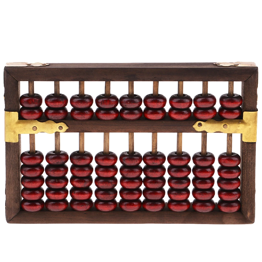 9 Column Old Vintage Abacus Chinese Soroban Tool Math Education Materials