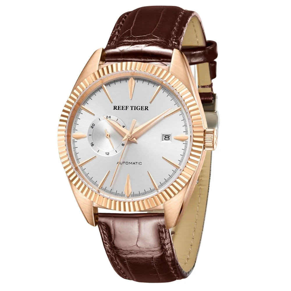 Reef Tiger/RT Топ бренд Роскошные мужские часы Reloj Hombre автоматические механические кожаные водонепроницаемые часы Relogio Masculino RGA1616