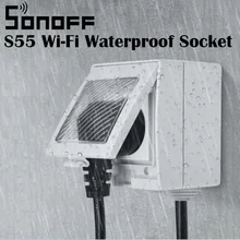 SONOFF S55 водонепроницаемый IP55 Wi-Fi умная розетка наружная AU/EU/UK/US/ZA вилки приложение/Vocie пульт дистанционного управления с Alexa Google Home