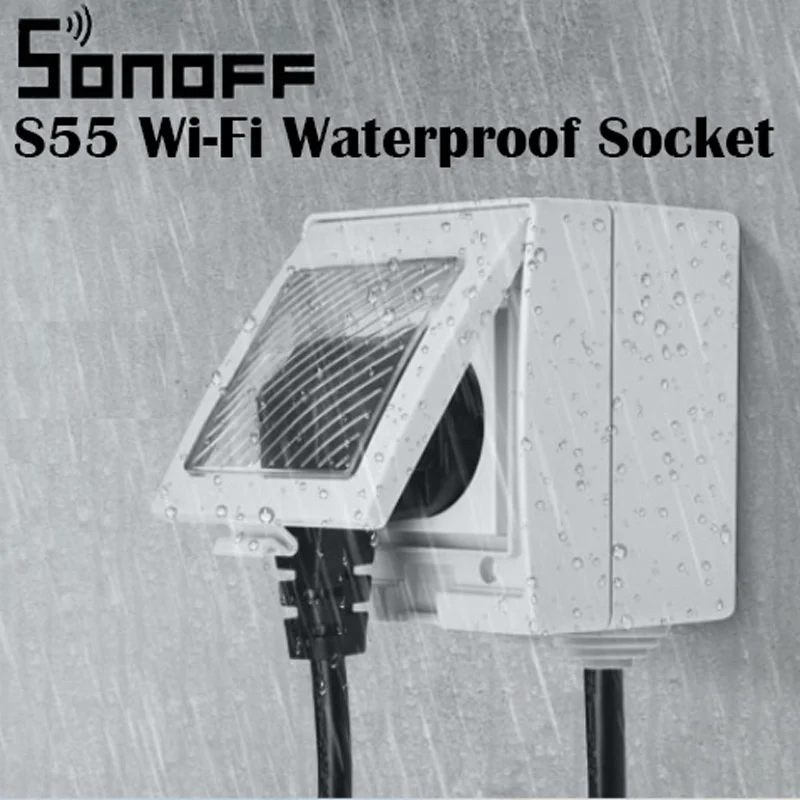 

SONOFF S55 Waterproof IP55 Wifi Smart Power Socket Outdoor AU/EU/UK/US/ZA Plugs APP/Vocie Remote Control with Alexa Google Home