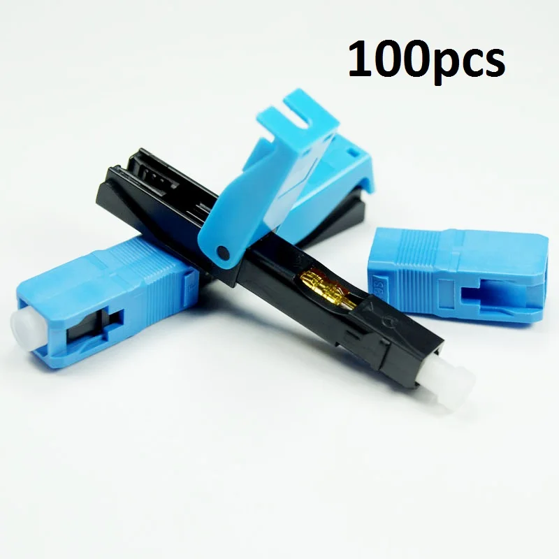 

100PCS FTTH SC UPC Optical fiber covered wire SC UPC quick connector FTTH Fiber Optic Fast Connector SC Connector fiber cable