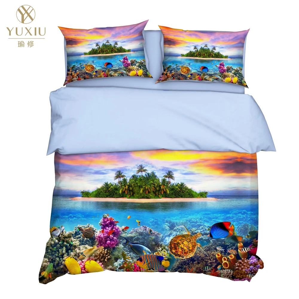 Style 4 YuXiu Роскошные 3D комплекты постельного белья синее море пододеяльники 3 шт набор Дельфин постельное белье пододеяльник Король Королева Полный Твин двойной размер - Цвет: Style 4