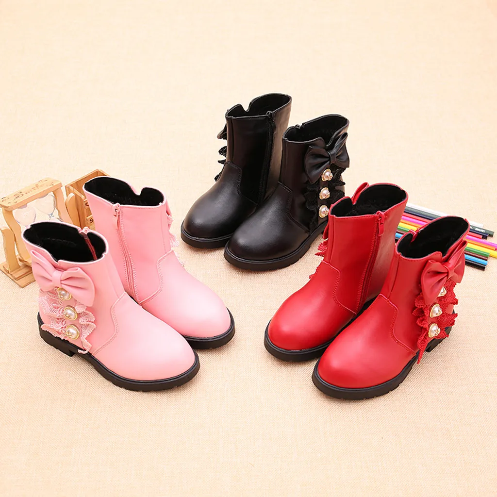 

Toddler Infant Kids Baby Princess Butterfly Knot Shoes Fashion Leather Boots Children's shoes Children's boots Fashion New