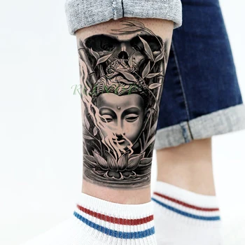 

Waterproof Temporary Tattoo Sticker Buddha Lotus fake tatto flash tatoo tatouage temporaire big size arm leg for women girl men