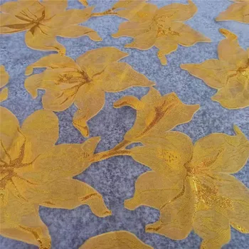 

African Lace Fabric 2019 High Quality Lace Sequins Fabric French Nigerian Lace Fabric 3d Embroidery Wedding Lace Yellow