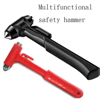 

Functional Car Safety Hammer Life Saving Escape Emergency Hammer Seat Belt Cutter Window Glass Breaker Car Rescue Red Hammer