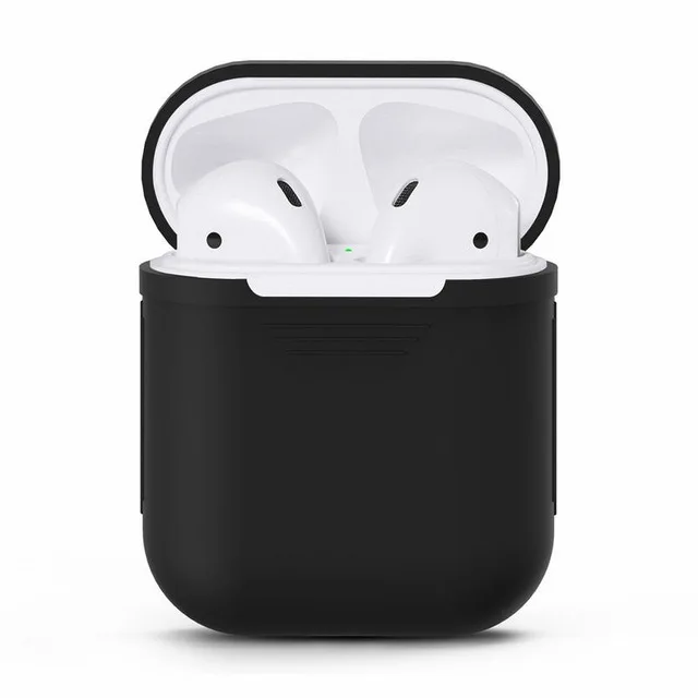Черный Мягкий силиконовый чехол наушники для Apple Airpods Bluetooth беспроводные наушники коробка для наушников для Air Pods вкладыши наушников сумка для наушников - Цвет: Черный