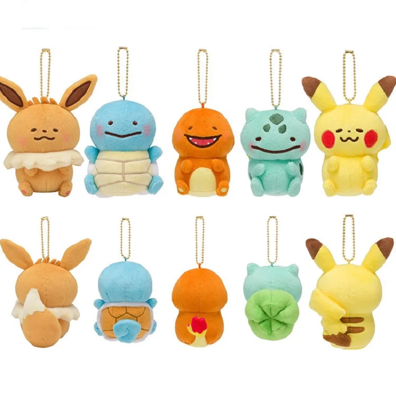 

Cute Pikachu Bulbasaur Eevee Squirtle Charmander plush 12cm Pendant soft quality bag key doll Anime toys for Children gift