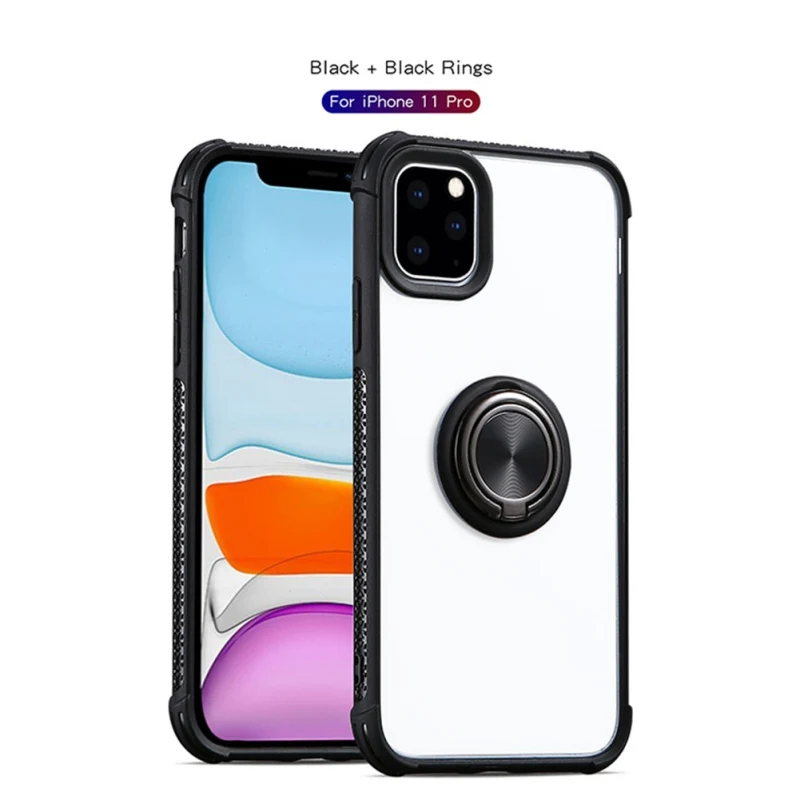 С кольцом для IPhone 11 Pro Мягкий Силиконовый ТПУ чехол для телефона - Цвет: A