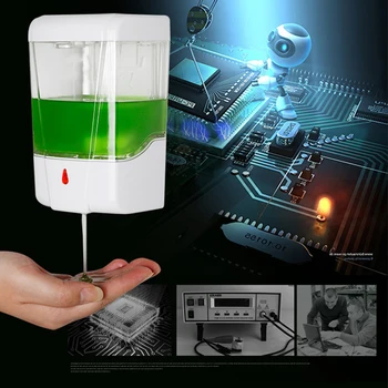 

700ml Handsfree IR Sensor Battery Powered Large Capacity Touchless Automatic LED Indicator Soap Dispenser Wall Mounted Sensitive