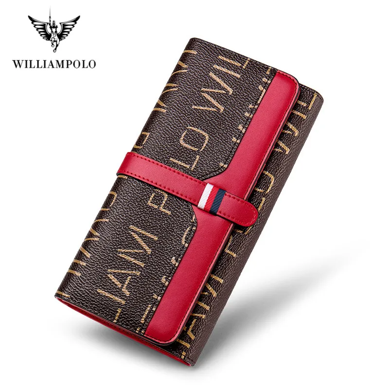 Cartera de mano larga de cuero con cremallera para mujer, cartera larga plegable de gran capacidad, tarjetero, organizador, monedero