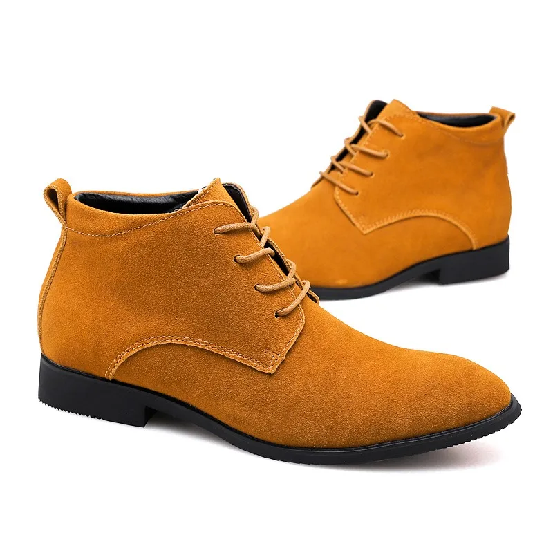 England style mens casual big size short boots pointed toe genuine leather shoes lace-up outdoors ankle boot zapatos hombre bota