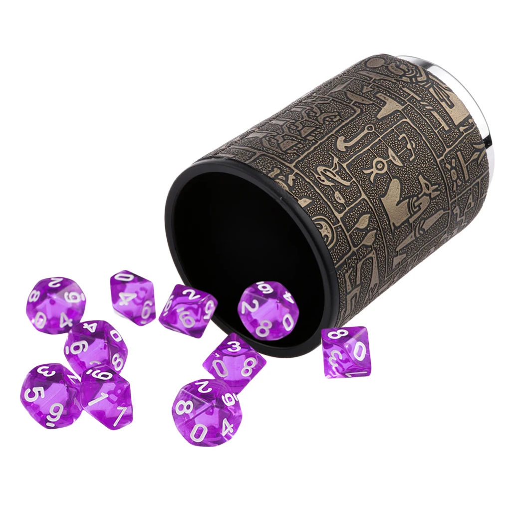 10pcs Ten Sided D10 Polyhedral Dices Dies Cup Shaker For RPG D&D Board Games