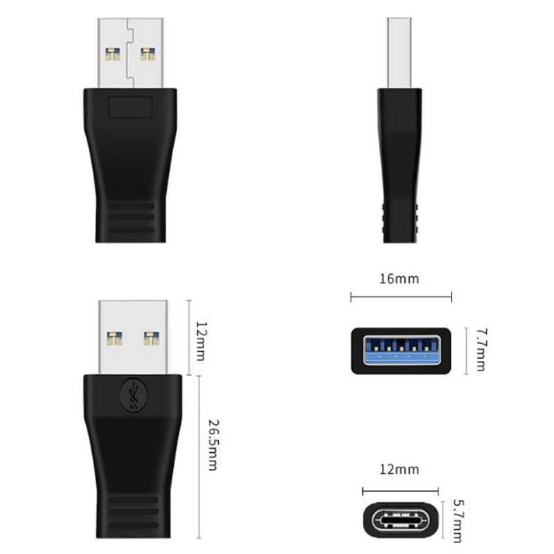 1 шт. черный USB 3,0 мужчина к type C USB 3,1 Женский адаптер конвертер зарядка передача данных