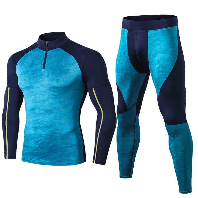 Fanceey High Collar Winter Thermal Underwear Men Long Johns Men Rashgard Shirt Leggings Warm Sport Compression Underwear Thermo 2