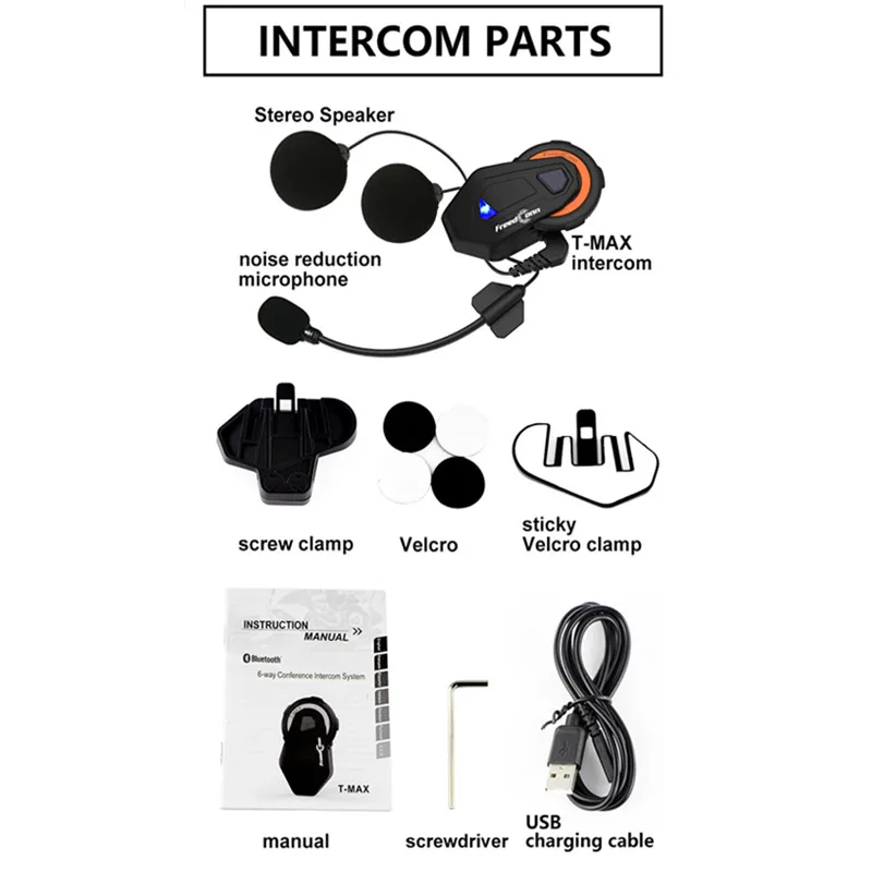 Мотоциклетный шлем, bluetooth-гарнитура, 6 всадников, 1000 м, Intercomunicador, мотоциклетный шлем, домофоны, bluetooth-гарнитура