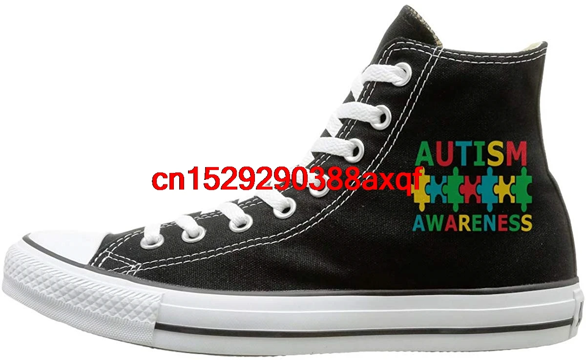 

Unisex Custom High-Top Lace Up Canvas Shoe,Autism SVG Trainers Sneaker for Men Women