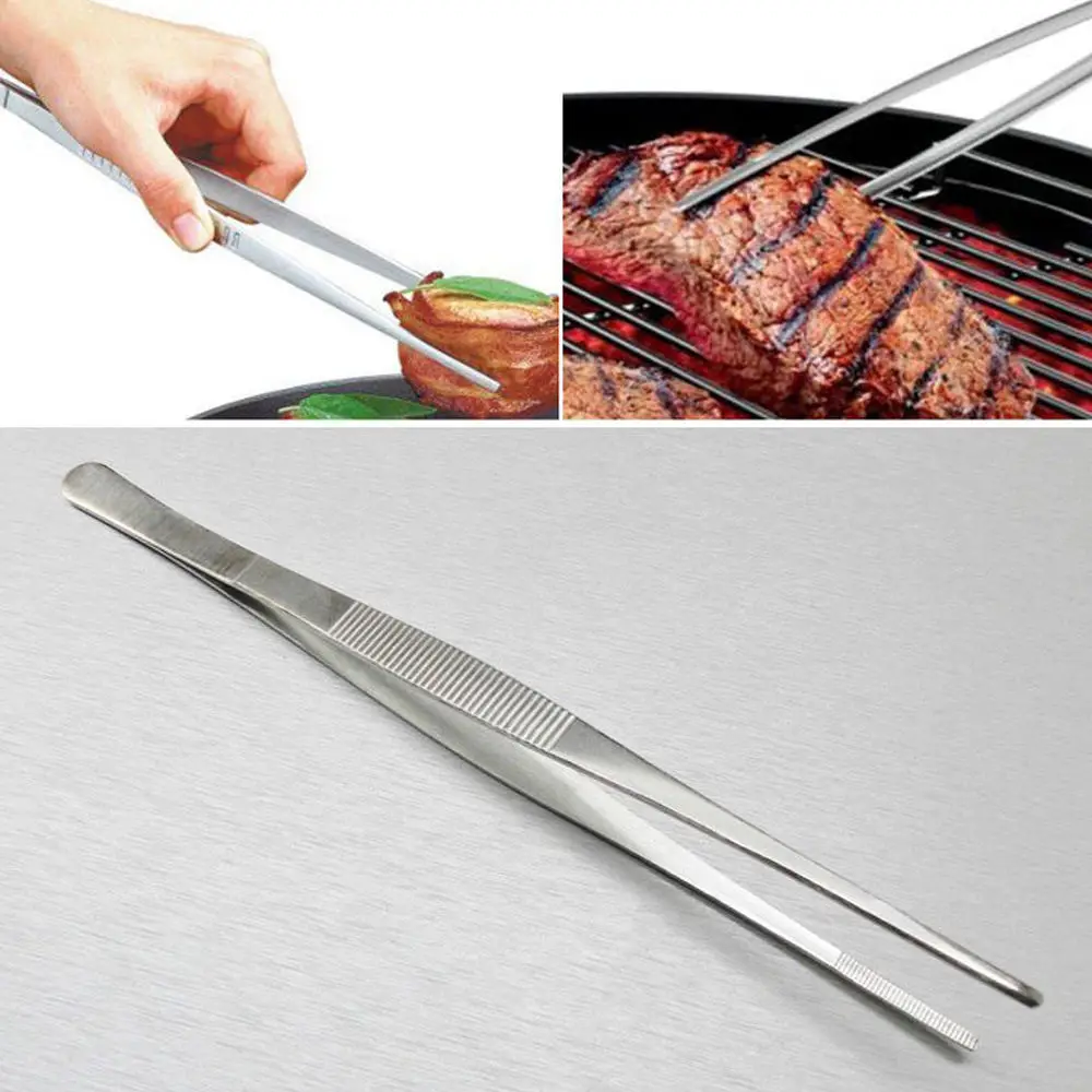 

7 Sizes Barbecue Food Tong Stainless Steel Straight Tweezer Toothed Tweezer Home Medical Garden Kitchen BBQ Tool Hot