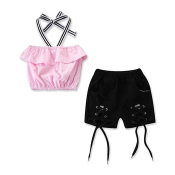 

2019 Summer Chic Toddler Kids Baby Girls Clothes Strap Tops Bandage Shorts Pants 2PCS Outfits