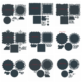 

Layered Geometry Lace Border With Sentiments Metal Cutting Dies Set DIY Scrapbooking Craft Paper Cards Embossing Dies 2020 New