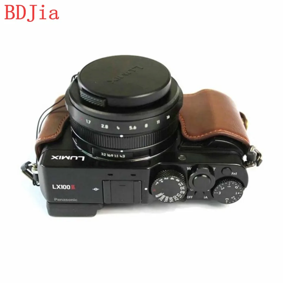 Роскошный кожаный чехол для камеры Panasonic LX100M2 LX100II цифровая камера из искусственной кожи чехол для камеры с отверстием батареи+ ремень