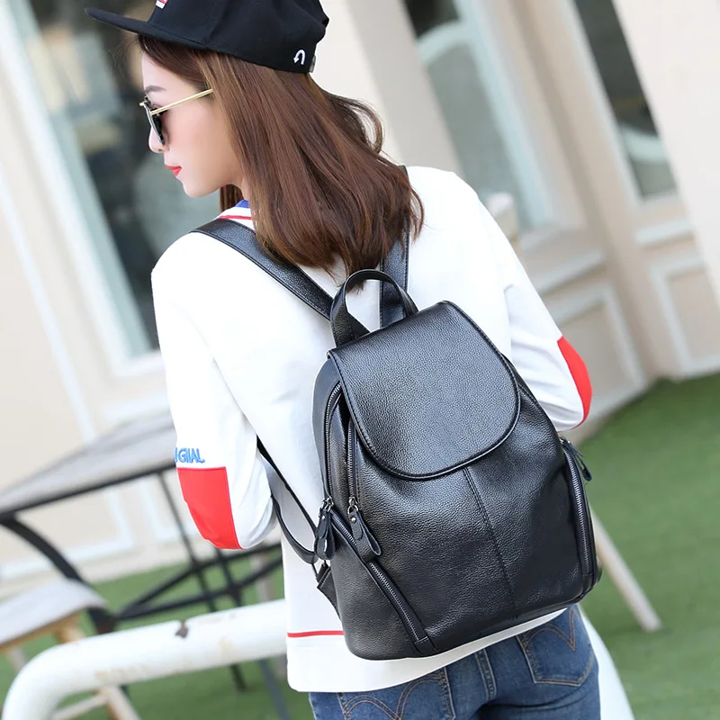 

2018 New Style Fashion Flow Korean-style Backpack Women's Fashion Casual Simple College Style Versatile Soft Leather Backpack