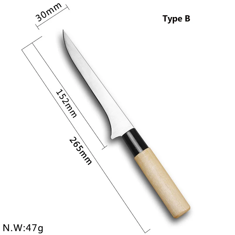 Нож для обвалки 6 дюймов, японский профессиональный нож сашими для суши, Кливер, нож для мясника, нож для мяса, мяса, рыбы, кухонные аксессуары - Цвет: Type B