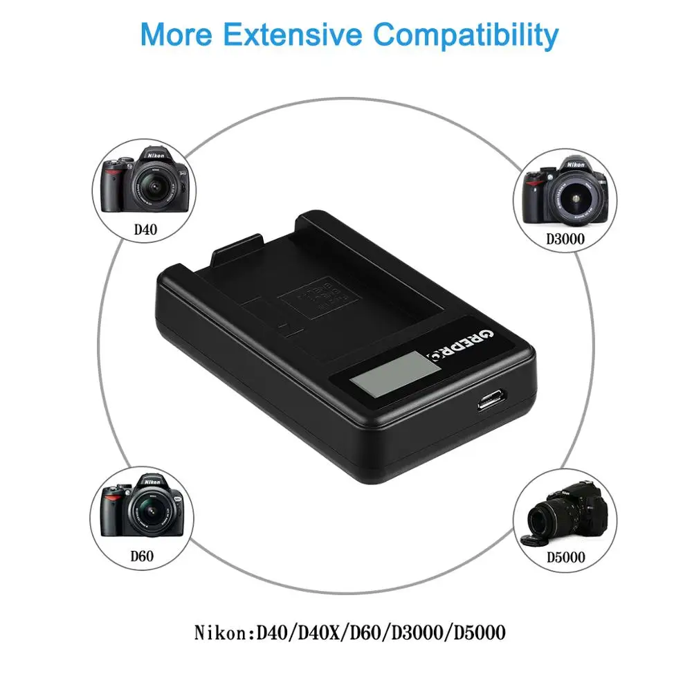 GREPRO 2000mAh EN-EL9 EN EL9 ENEL9 аккумуляторная батарея для камеры+ ЖК-Зарядное устройство USB для камеры Nikon D40 D40X D60 D3000 D5000