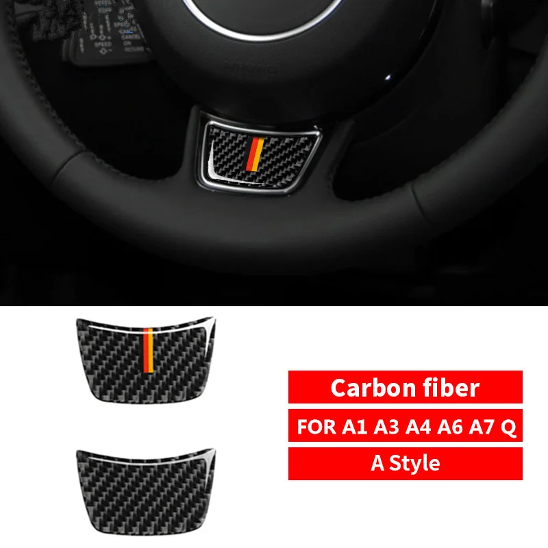 Carbon Fiber Car Interior Steering Wheel Trim Cover Stickers For Audi A1 A3  A4 A5 A6 Q3 Q5 Q7 S3 S4 S5 S6 S7 Auto Accessories