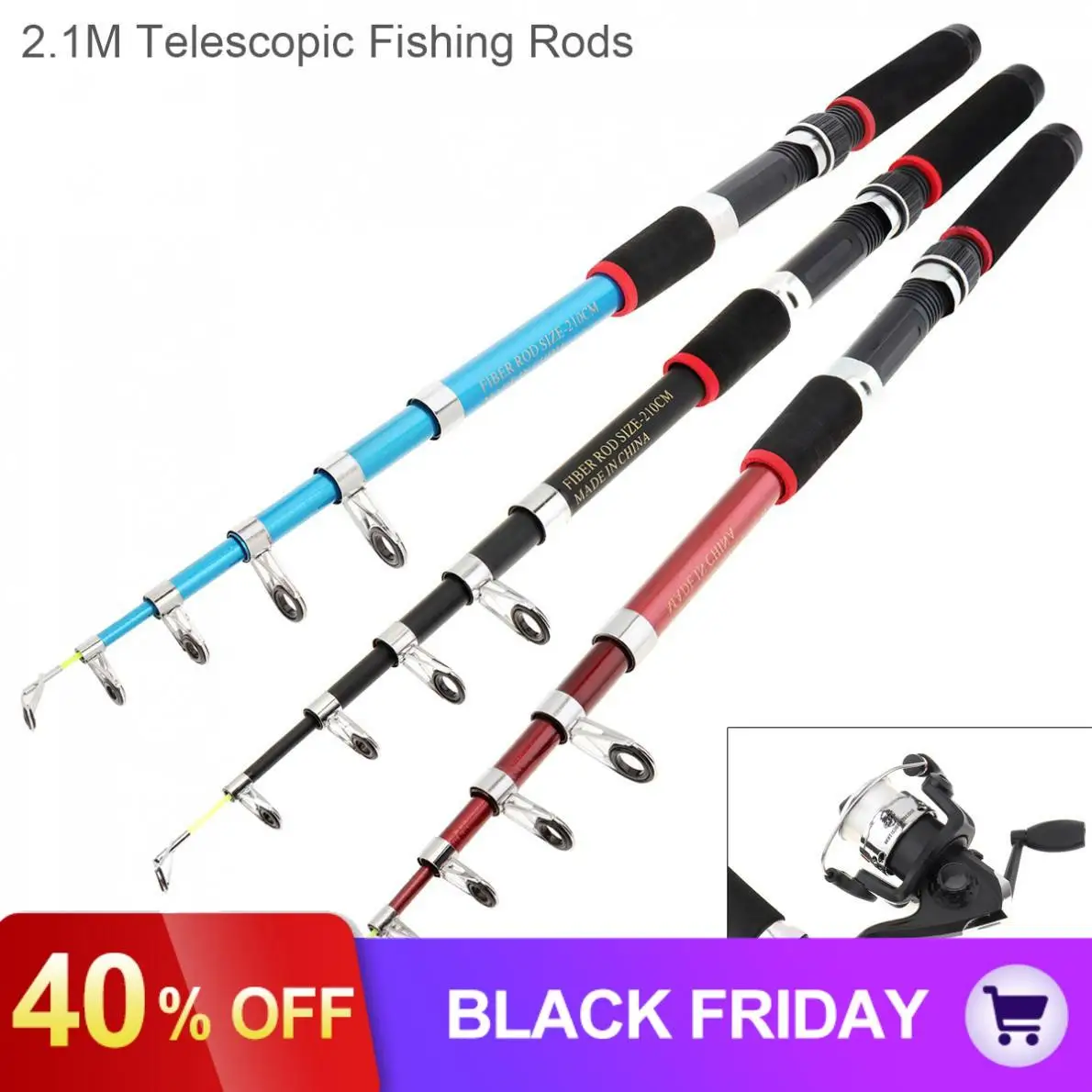 2.1m Ultra Short Telescopic Casting Fishing Rods Glass Fiber 6 Section Portable Sea Fishing Pole