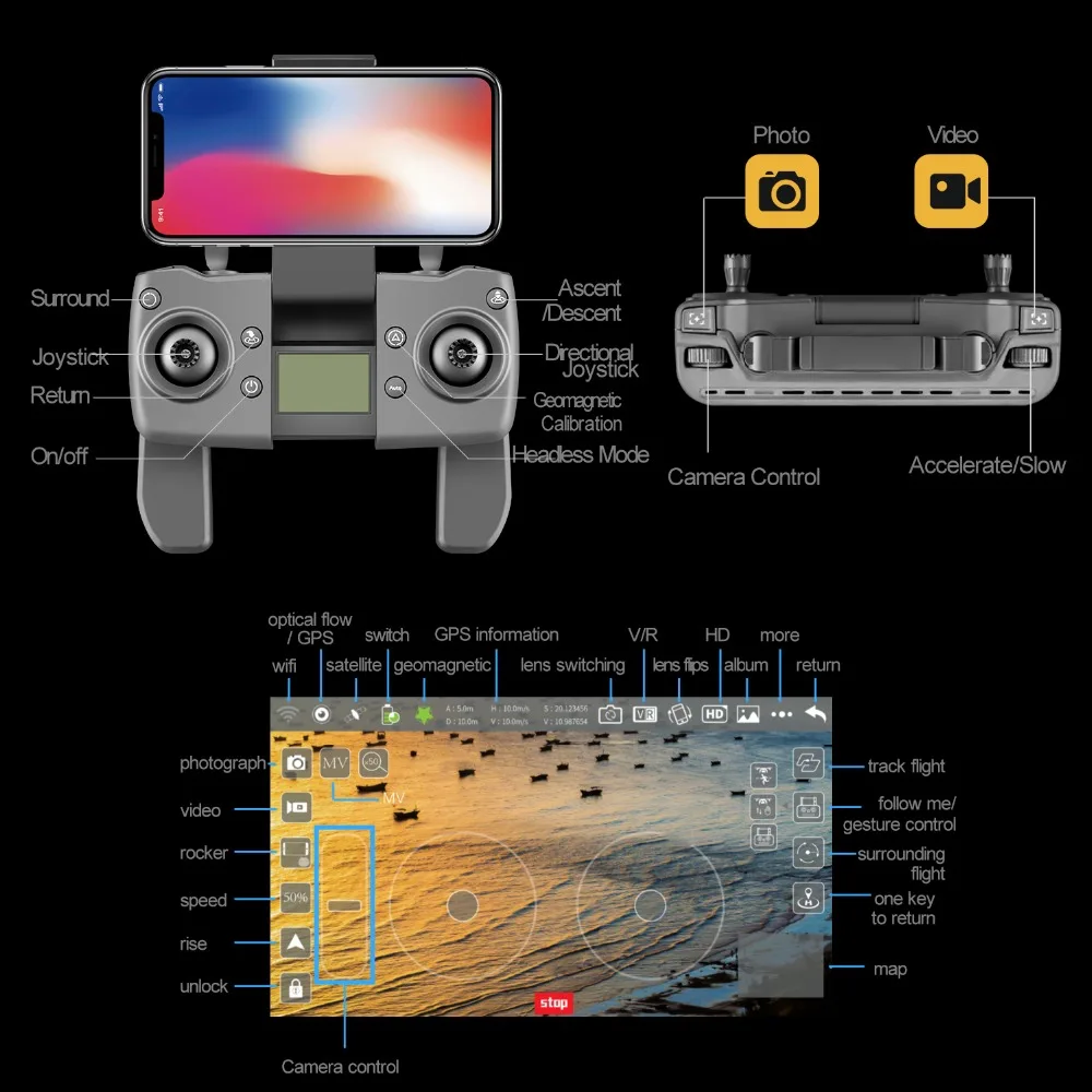 5G Wifi gps Радиоуправляемый Дрон 8MP камера бесщеточный 4K Радиоуправляемый квадрокоптер оптический поток трек полет жесты следуем за мной VS SG906 SG907 ZEN K1