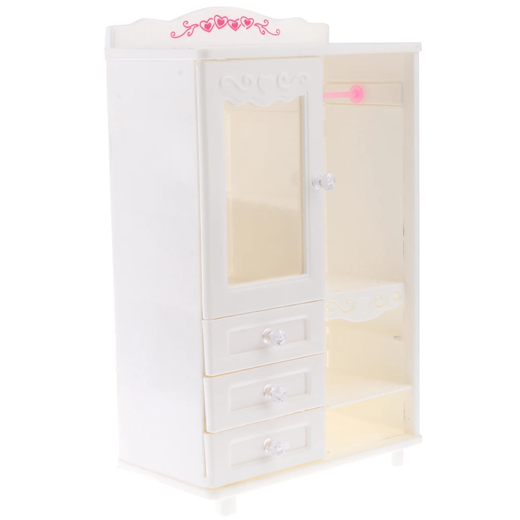 Dollhouse Miniature Bedroom Furniture Storage Wardrobe Closet for Kids Gift